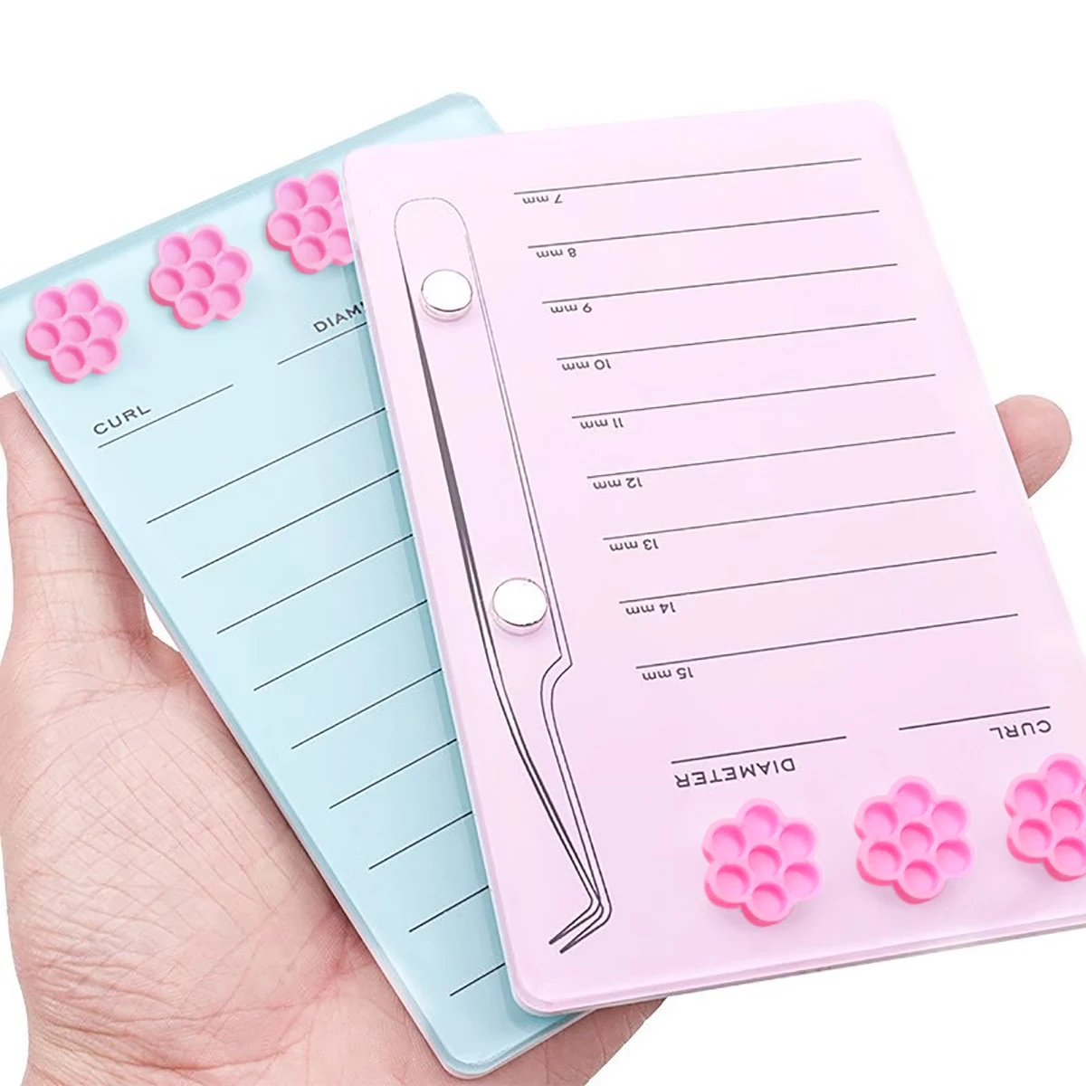 Eyelash Extension Menu - まつげエクステンション用スケールホルダー、磁石付きアクリル製まつげボード、接着剤パレットカップ、つけまつげ用パッド、まつげメイク用具、卸売