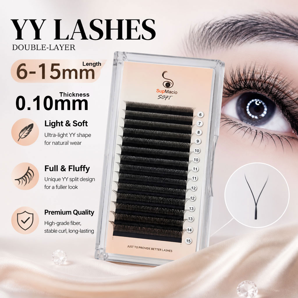 Lash Fan Volume - Supmacio 0.10mm YYラッシュ Y型まつげエクステ ブラック ツーチップ
