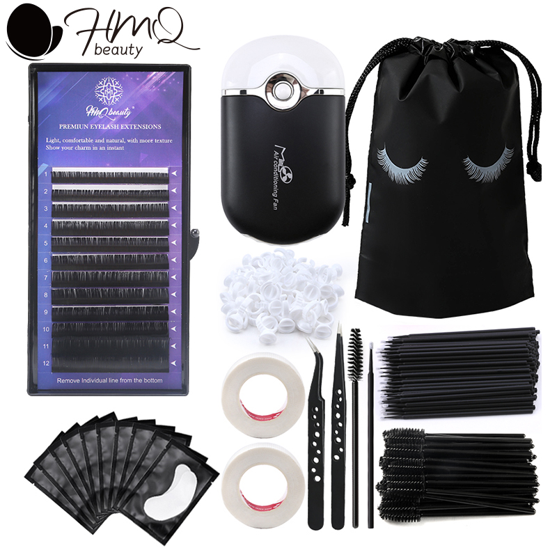 Eyelash Extension Fan - 217点入りまつげエクステキット 初心者・プロ向け ミニファン マスカラブラシ マイクロアプリケーター アイパッド