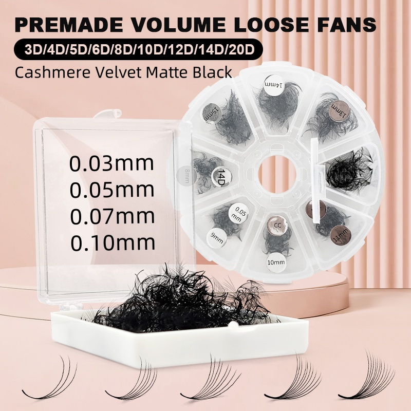 Lash Fan Volume - 500 既成ルースまつげ プロメイドファン Cils Bouquets Prefaits