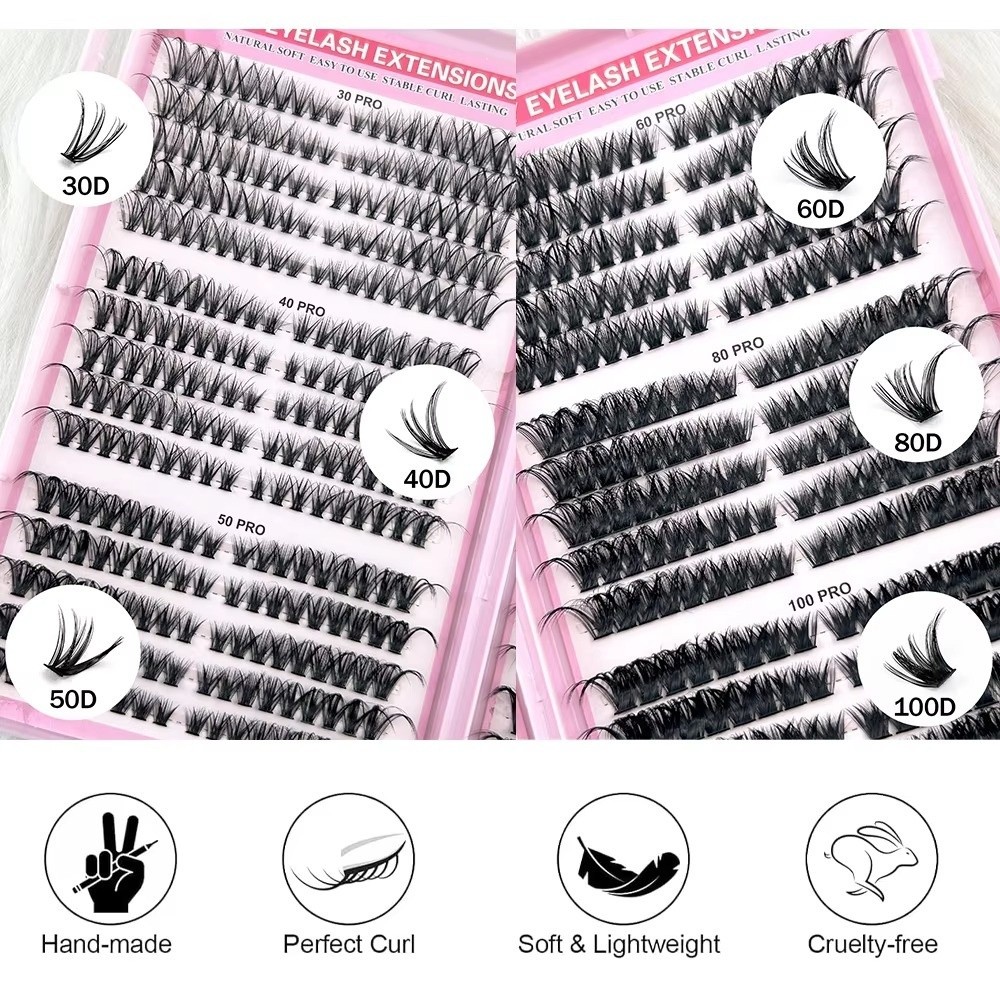 8-16mmの長さのつけまつげ、自然な見た目、30D/40D - Lash Fan Volume のレビューと価格