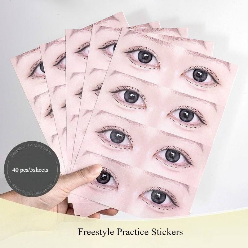 40枚/5シート まつげ練習用ステッカー、まつげトレーニング - Eyelash Extension Menu のレビューと価格