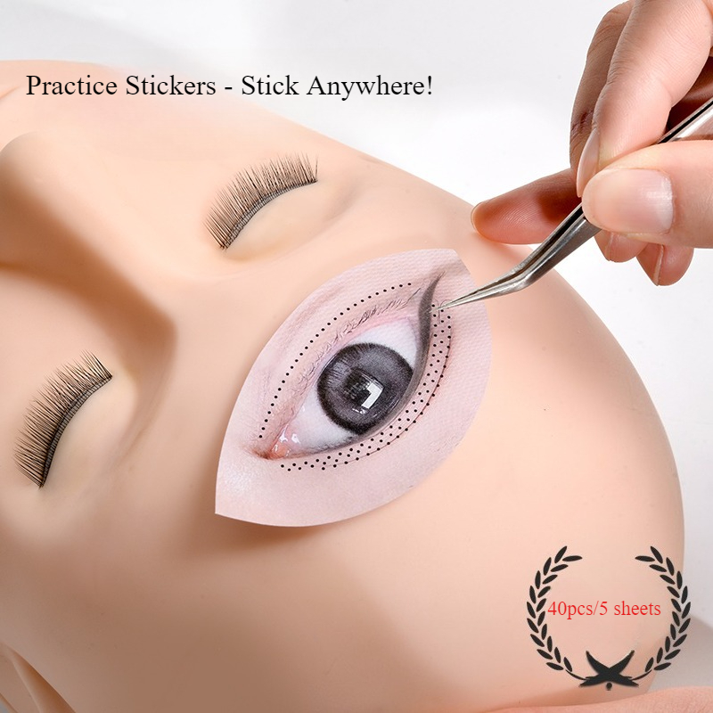 40枚/5シート まつげ練習用ステッカー、まつげトレーニング - Eyelash Extension Menu のレビューと価格