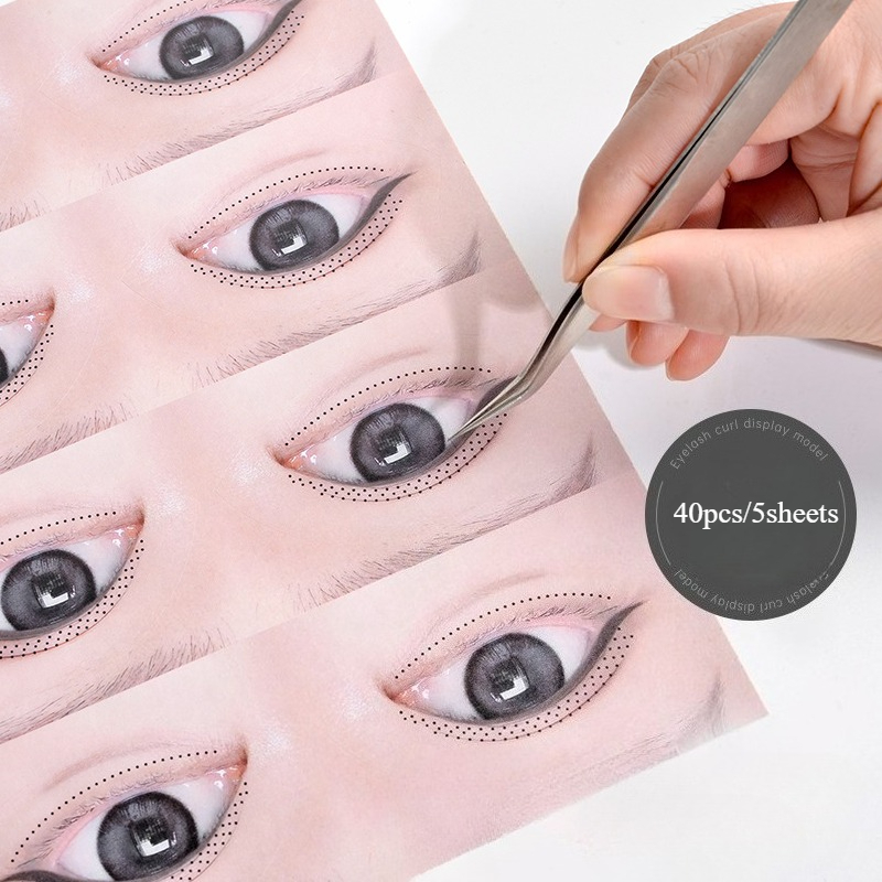 40枚/5シート まつげ練習用ステッカー、まつげトレーニング - Eyelash Extension Menu のレビューと価格