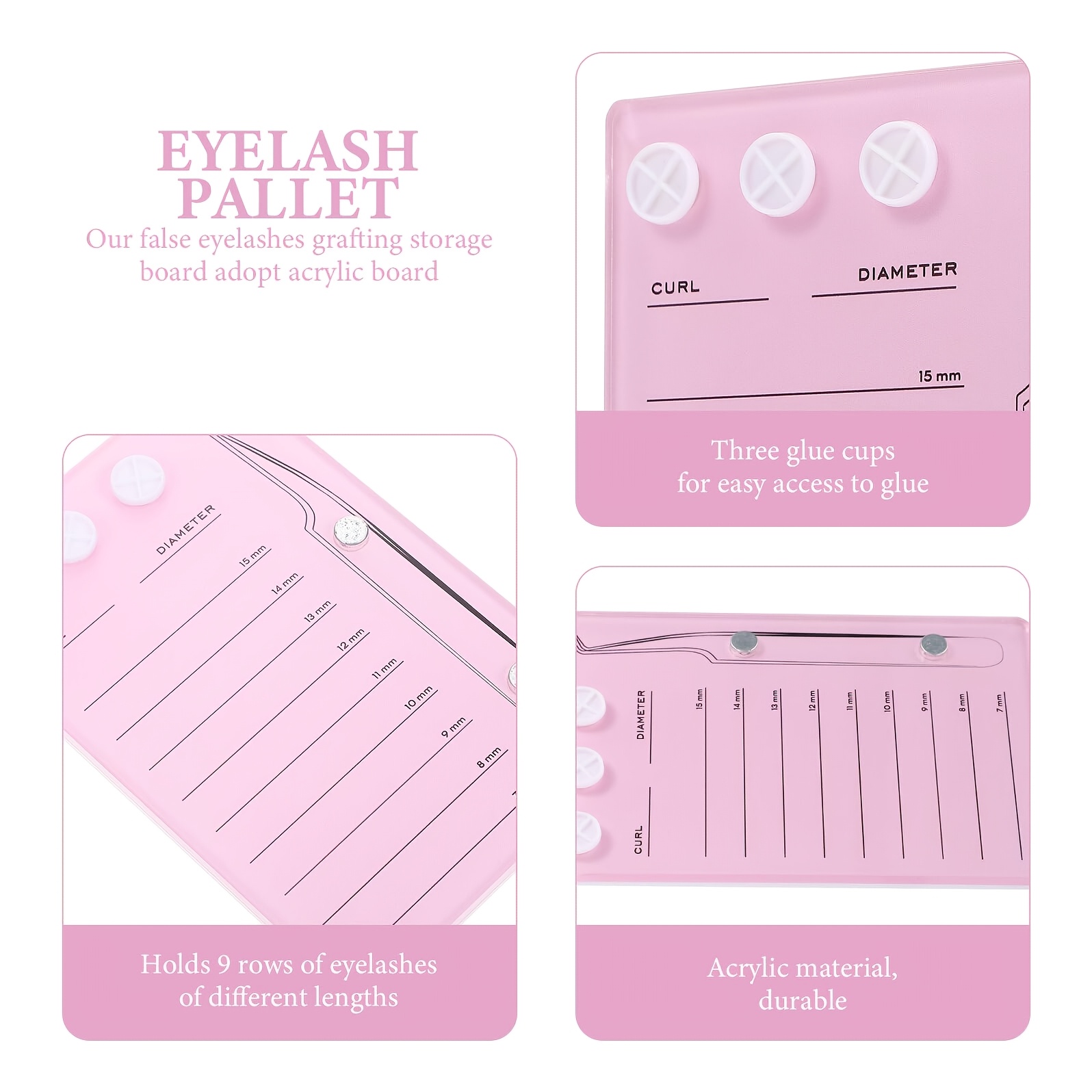 磁気アクリル製まつげエクステパレット、まつげタイルホルダー、 - Eyelash Extension Menu のレビューと価格