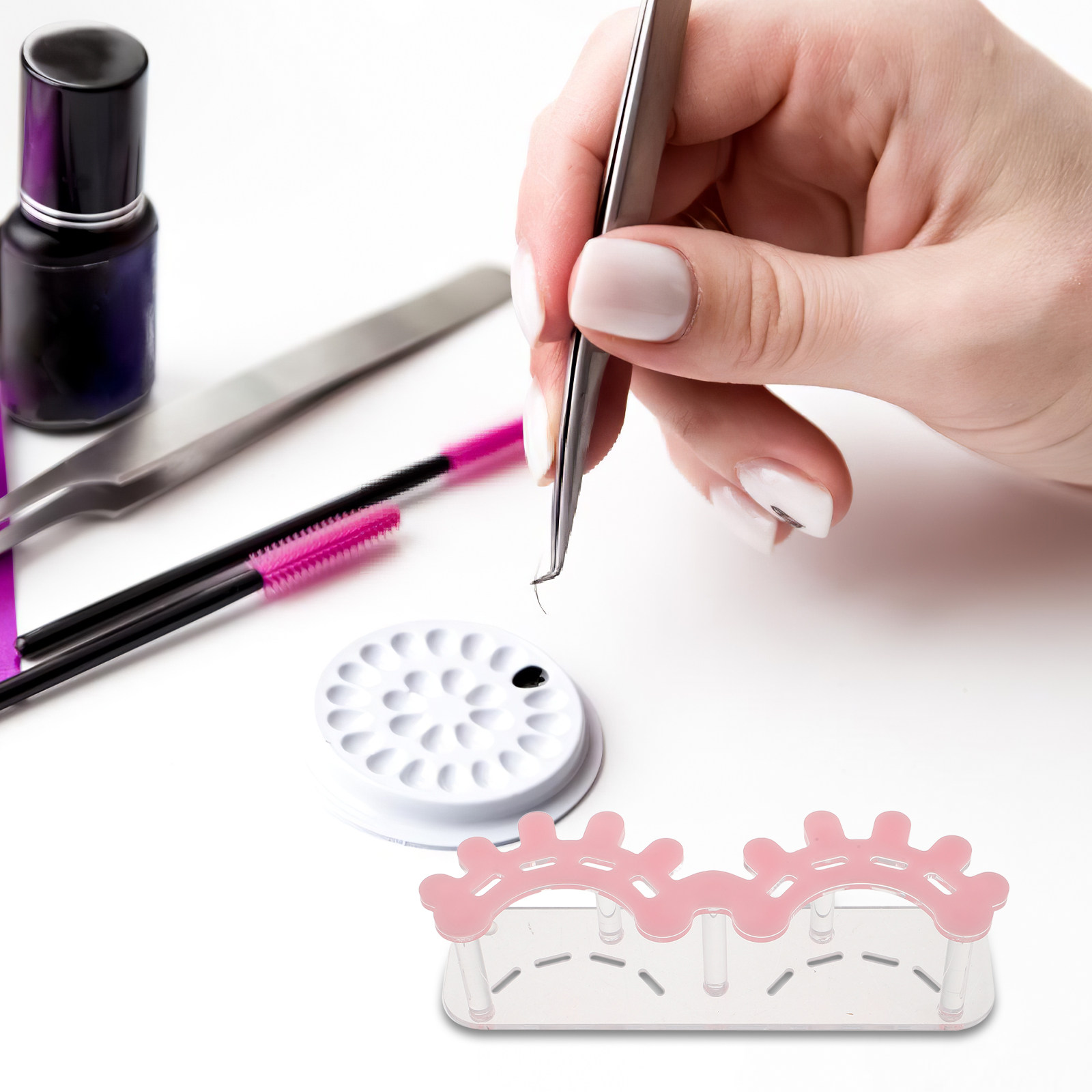 アクリル製ピンセットスタンド。8つの仕切り付きで、まつげエク - Eyelash Extension No 8 のレビューと価格