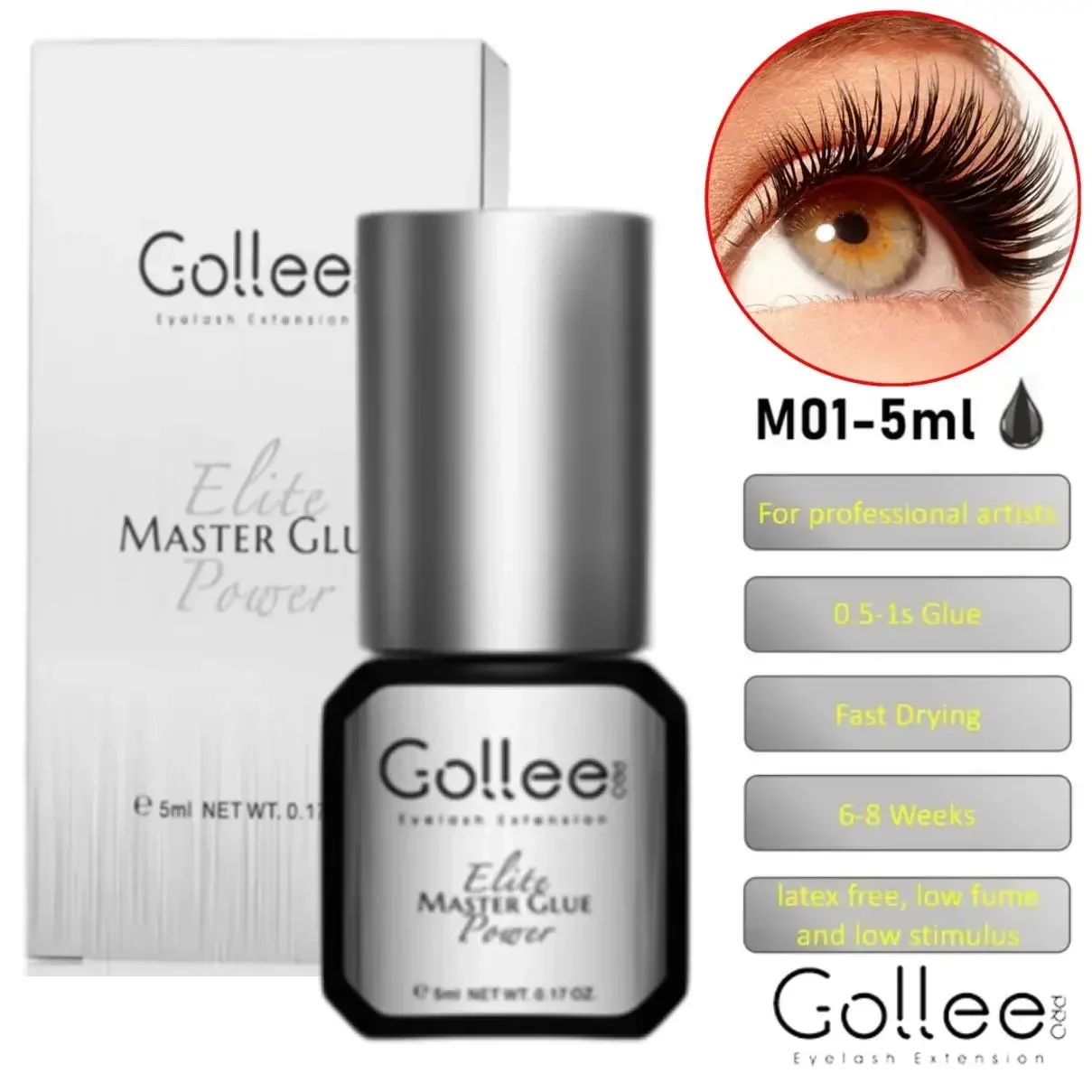ゴールリー-まつげエクステ用の非常に強力な黒の接着剤,まつげ - Eyelash Extension Gel Remover のレビューと価格
